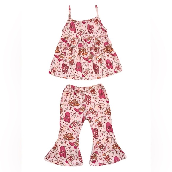 Little Eyes Other - 🇨🇦 Little Eyes Kids Bamboo Outfit Set Western Cowgirl Tank Top & Flared Pants